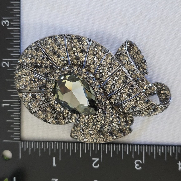 Large Vintage Silver Statement CZ Brooch Pin - Picture 10 of 10